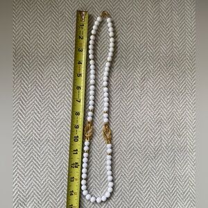 Vintage Monet White and Gold Beaded Necklace